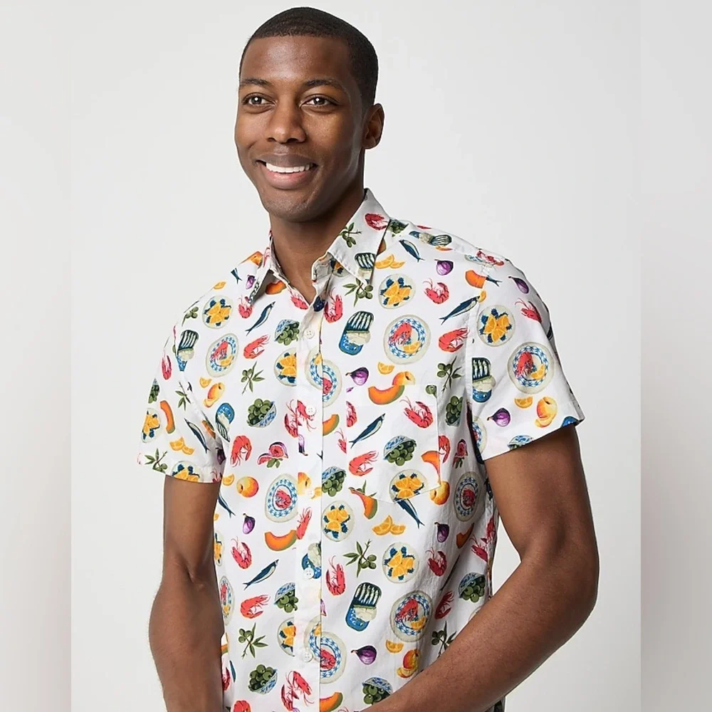 J. Crew Short-sleeve printed flex casual shirt size small